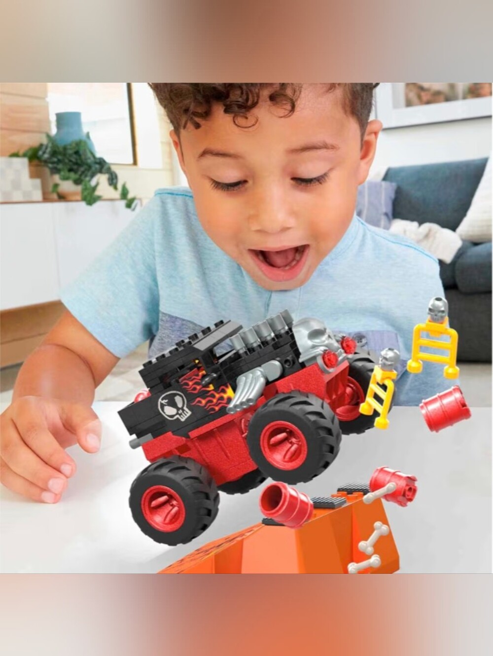 Mega Hot Wheels x Lego Monster Trucks Bone Shaker Crush Course Toy - Red & Black - Picture 7 of 8